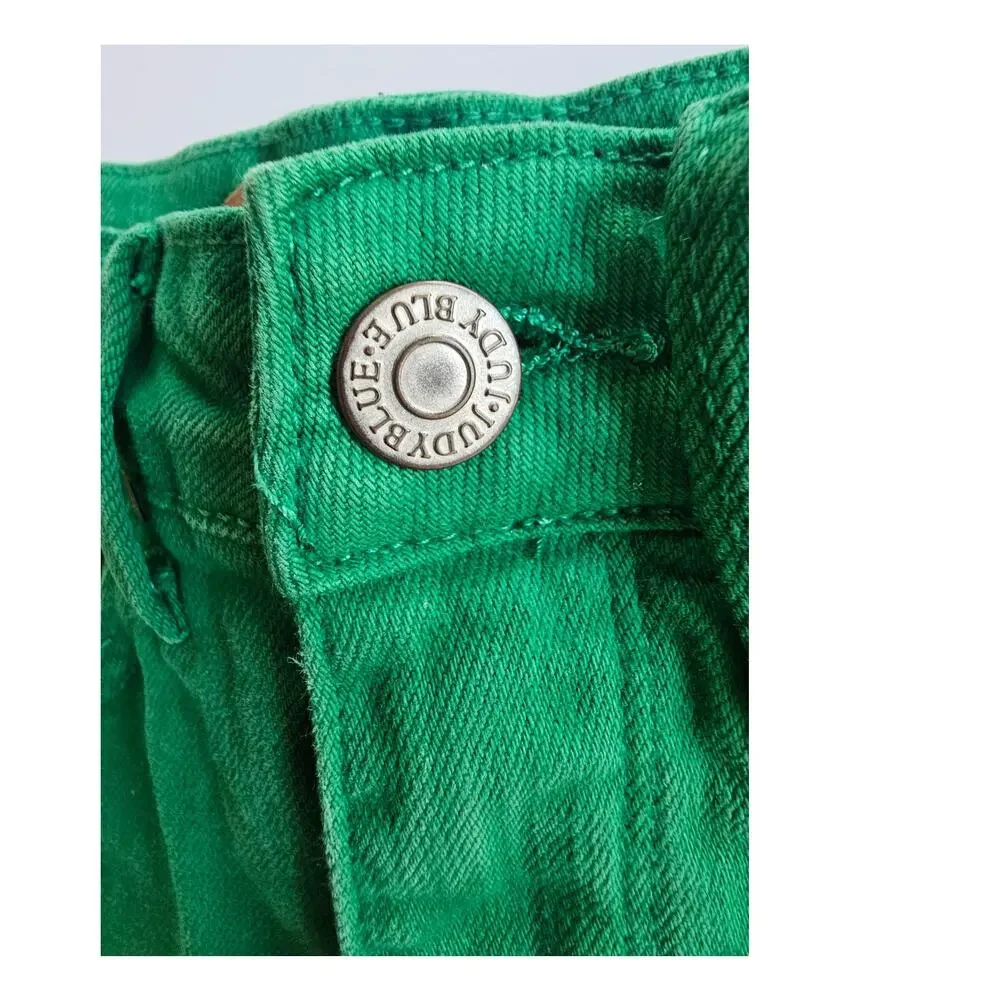 Judy Blue Tummy Control Denim Shorts, Green, High Waist, Jean, Stretchy, Sz S